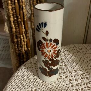 Vintage Glazed Pottery Vase 70’s floral